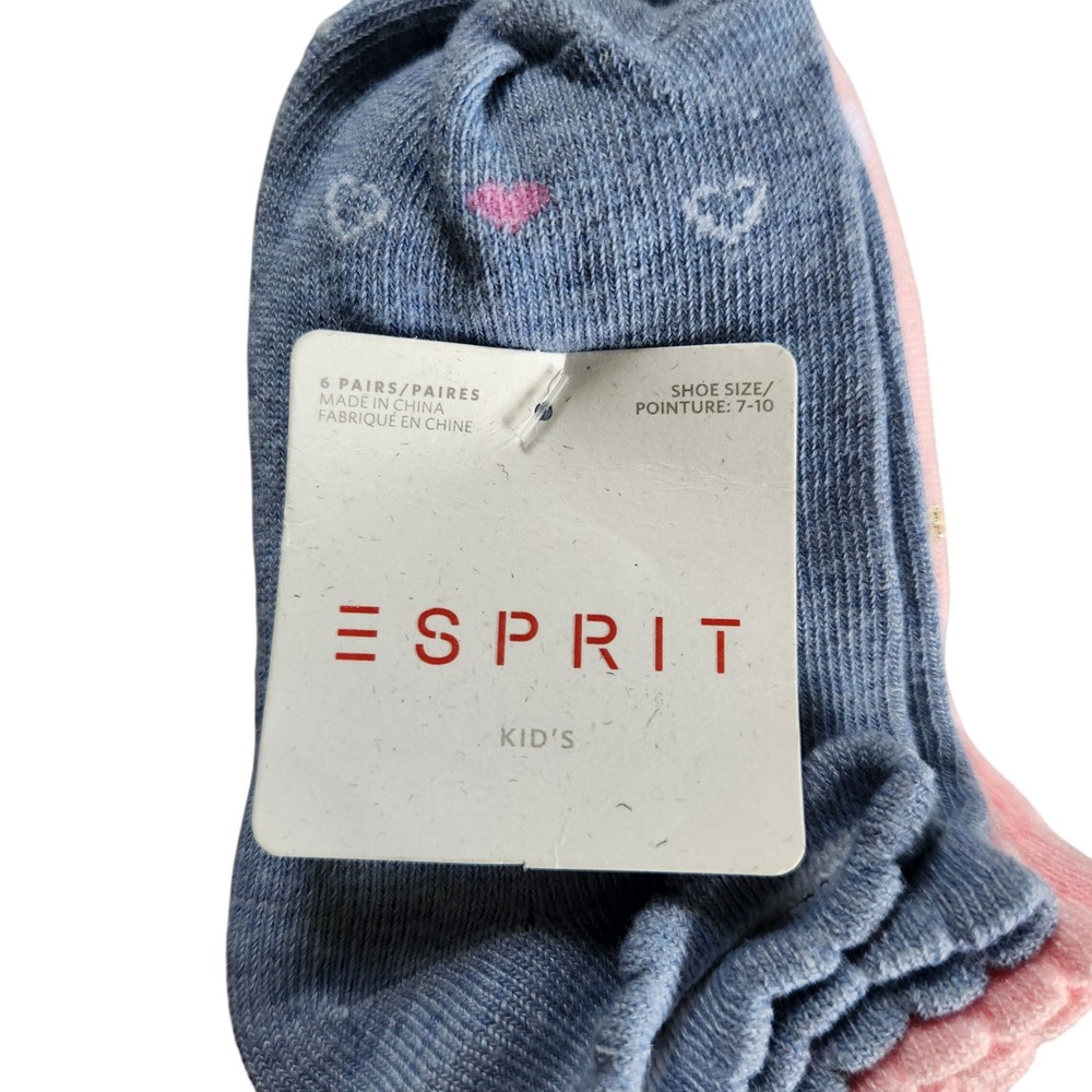 Esprit Kids Socks‎ 6 Pairs Shoe Size 7-10 Assorted Colors Girls New